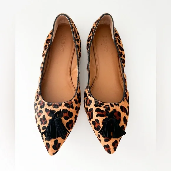 Leopard hair pointed flats Jcrew size 9 womans